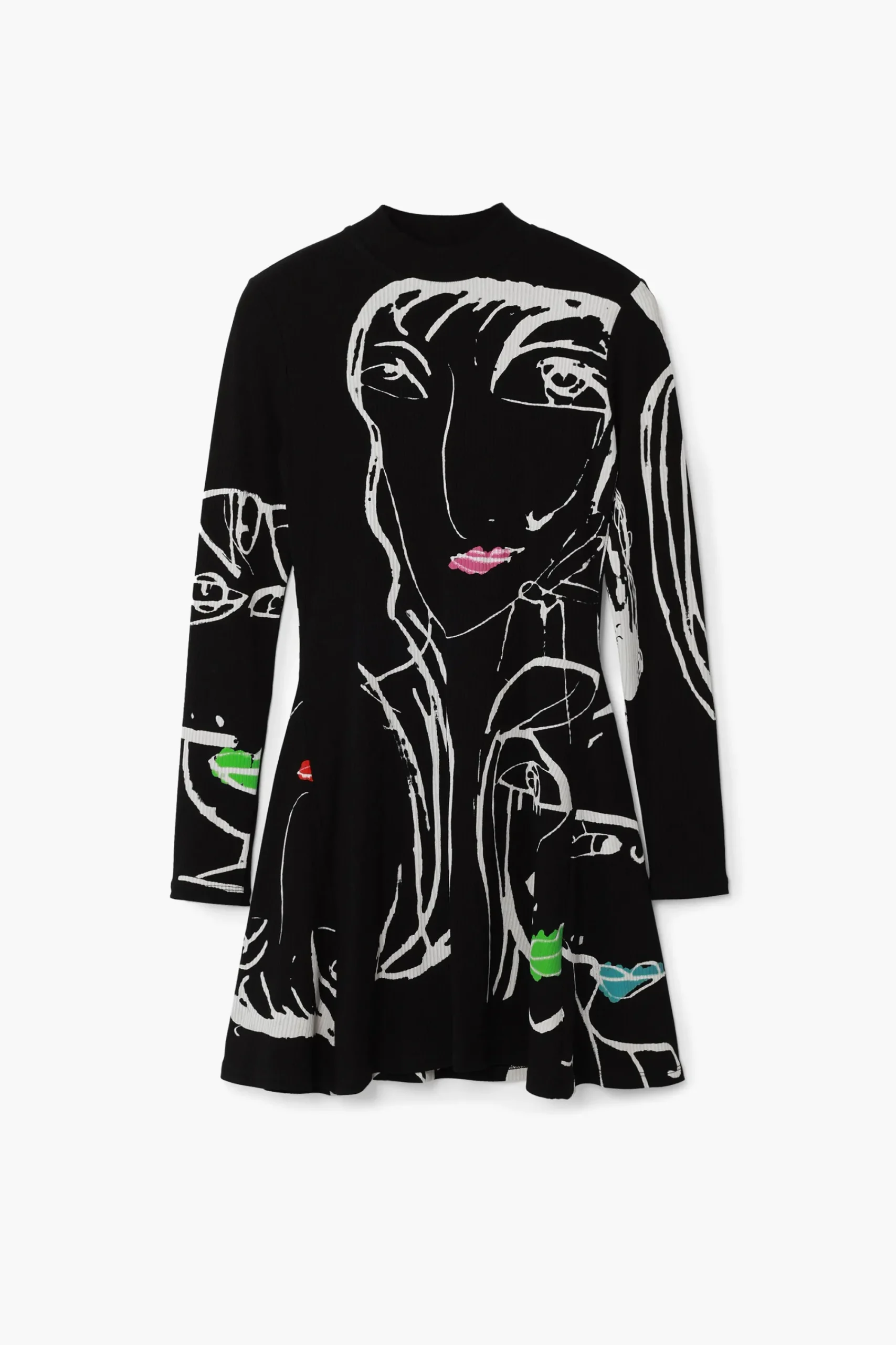 Vestidos Y Monos-Desigual Vestido estampado caras