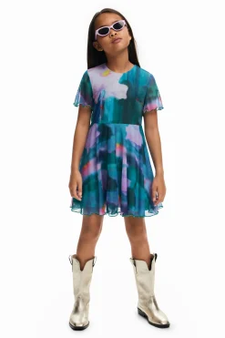 Vestidos-Desigual Vestido falda plisada
