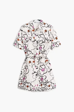 Vestidos Y Monos-Desigual Vestido flores dibujadas
