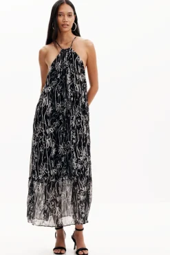 Vestidos Y Monos-Desigual Vestido halter ilustraciones flores