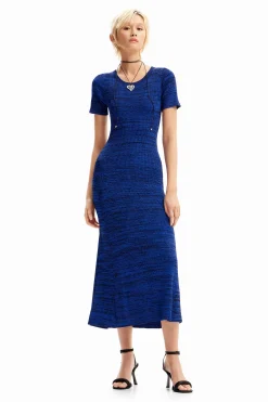 Vestidos Y Monos-Desigual Vestido largo canalé jaspeado