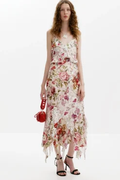 Vestidos Y Monos-Desigual Vestido largo flores