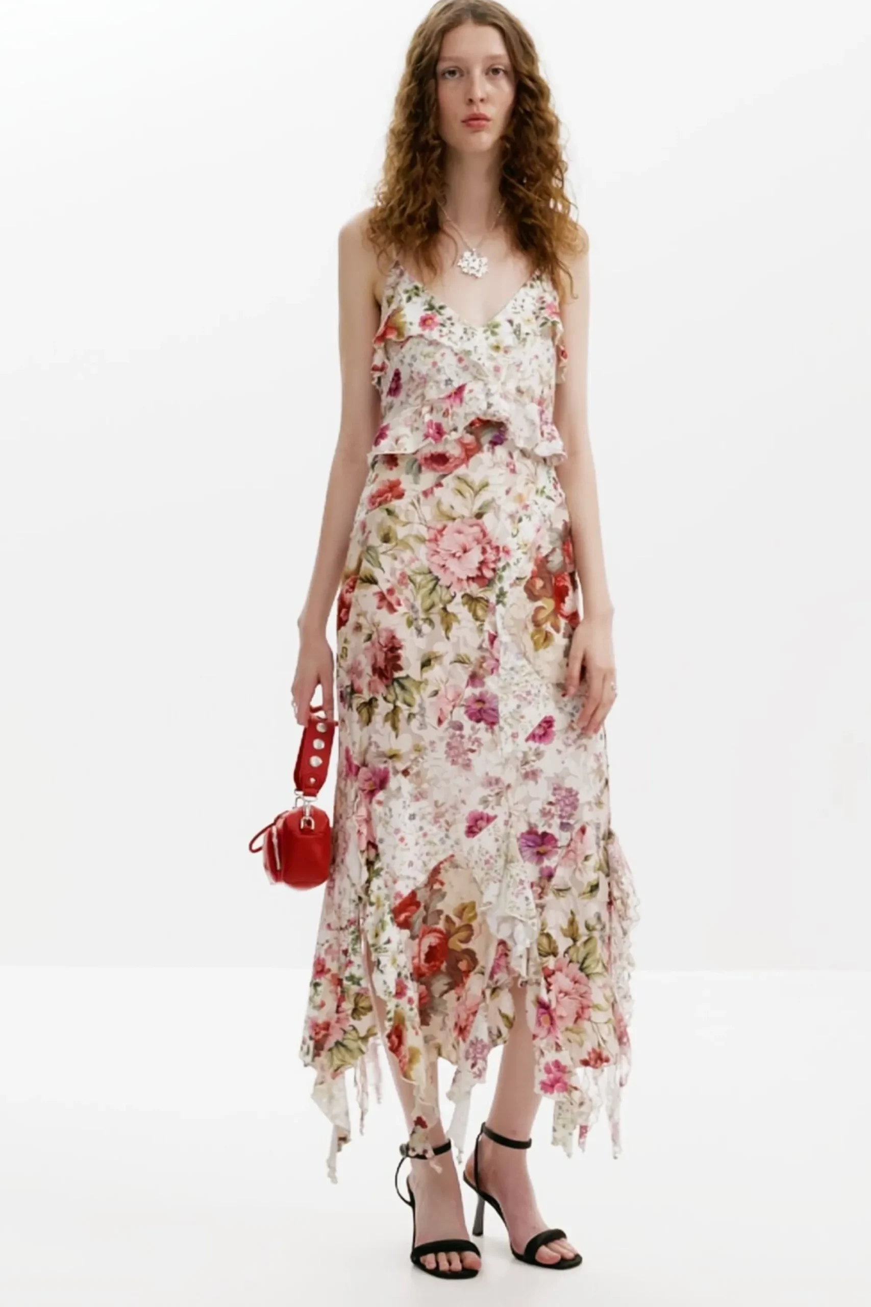 Vestidos Y Monos-Desigual Vestido largo flores