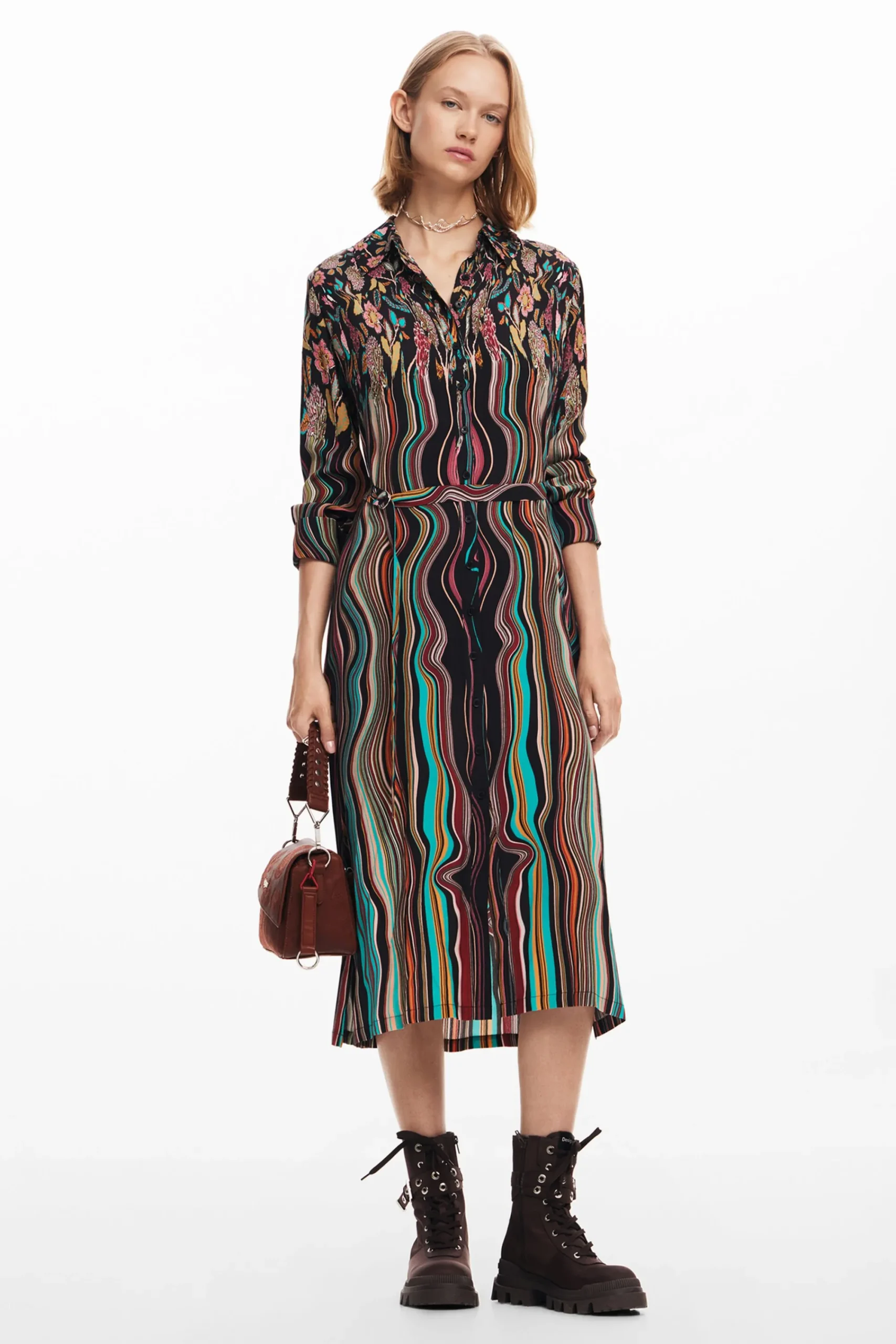 Vestidos Y Monos-Desigual Vestido midi camisero