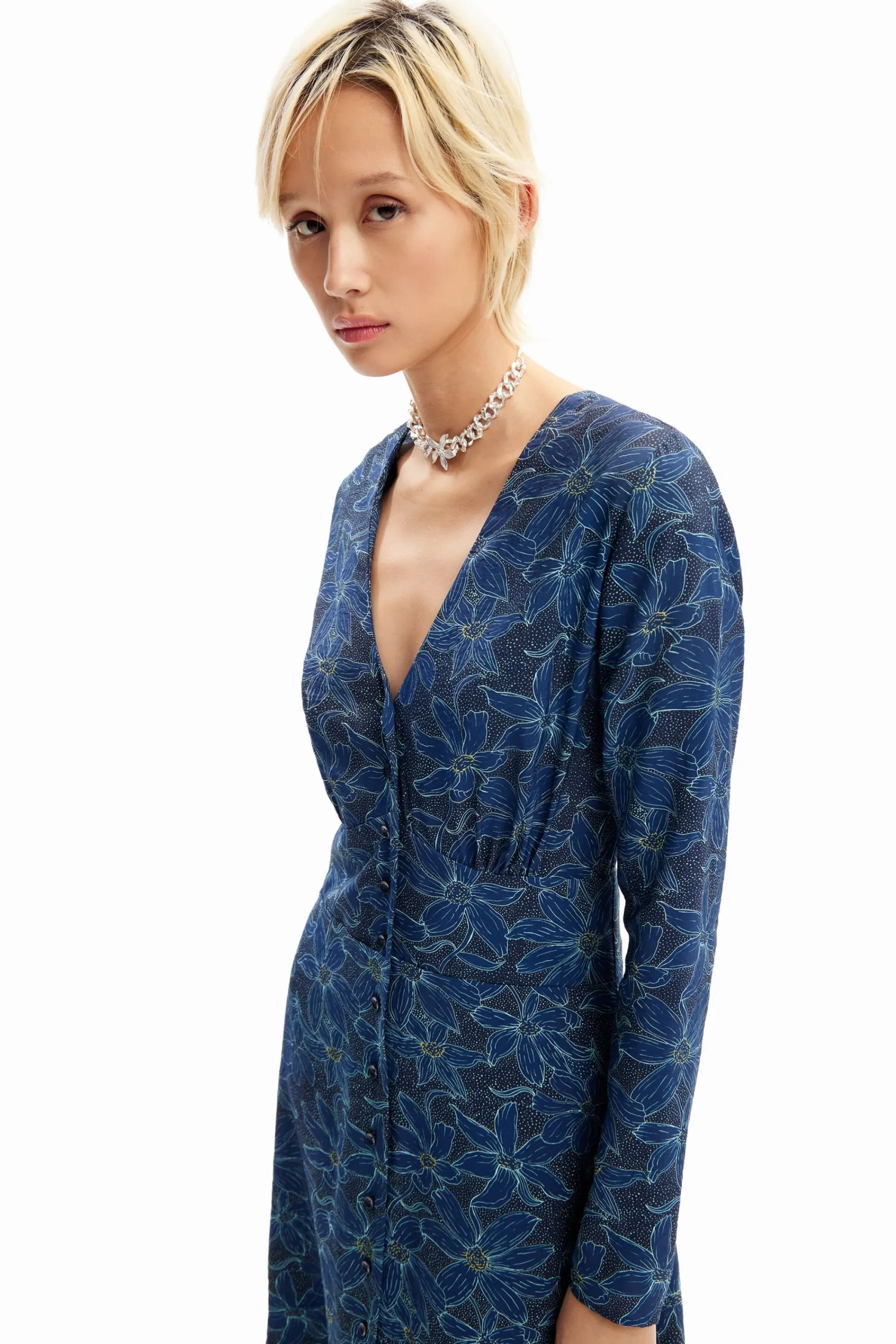 Vestidos Y Monos-Desigual Vestido midi camisero flores