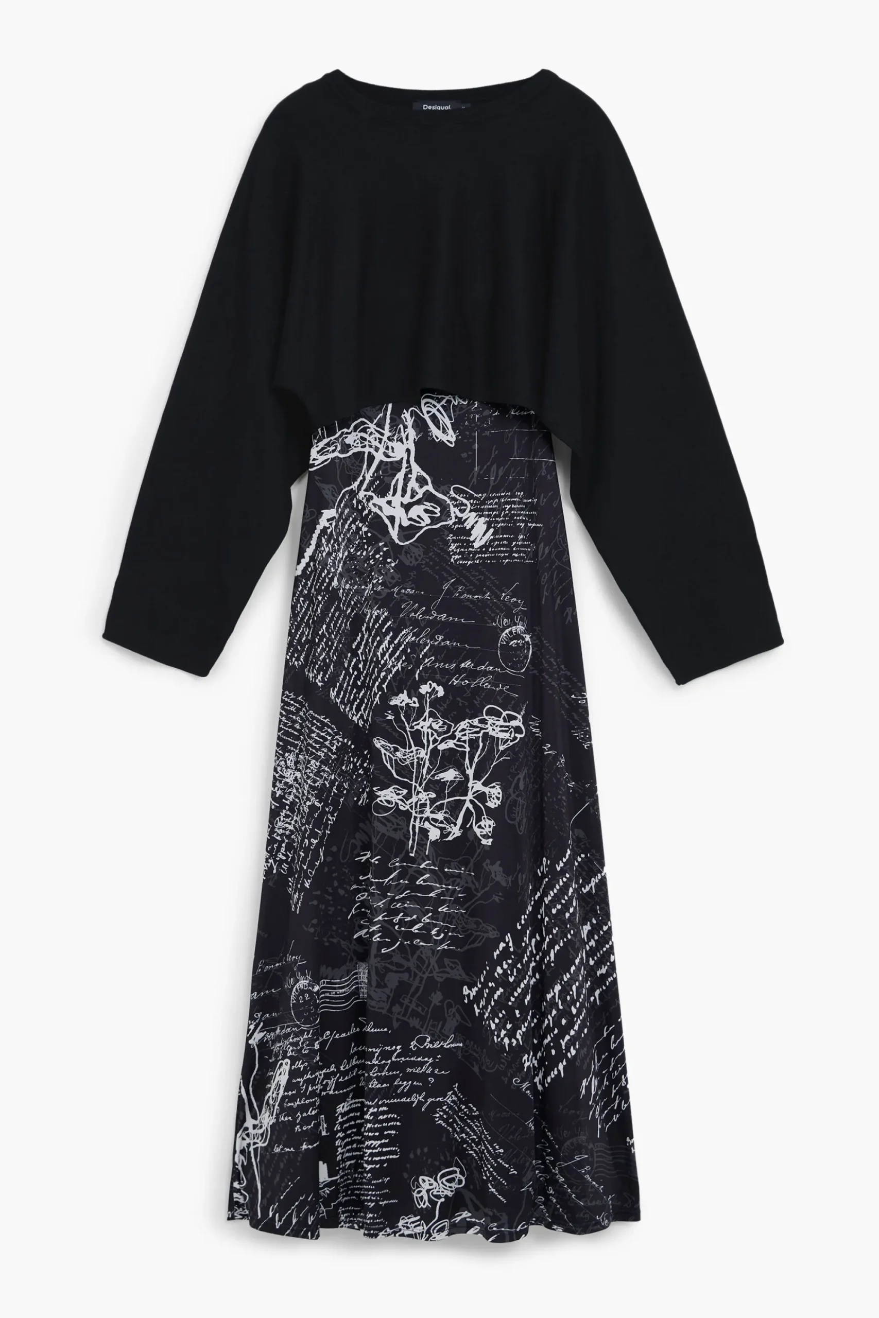 Ropa De Punto|Vestidos Y Monos-Desigual Vestido midi combinado