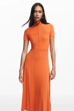 Vestidos Y Monos-Desigual Vestido midi cuello alto