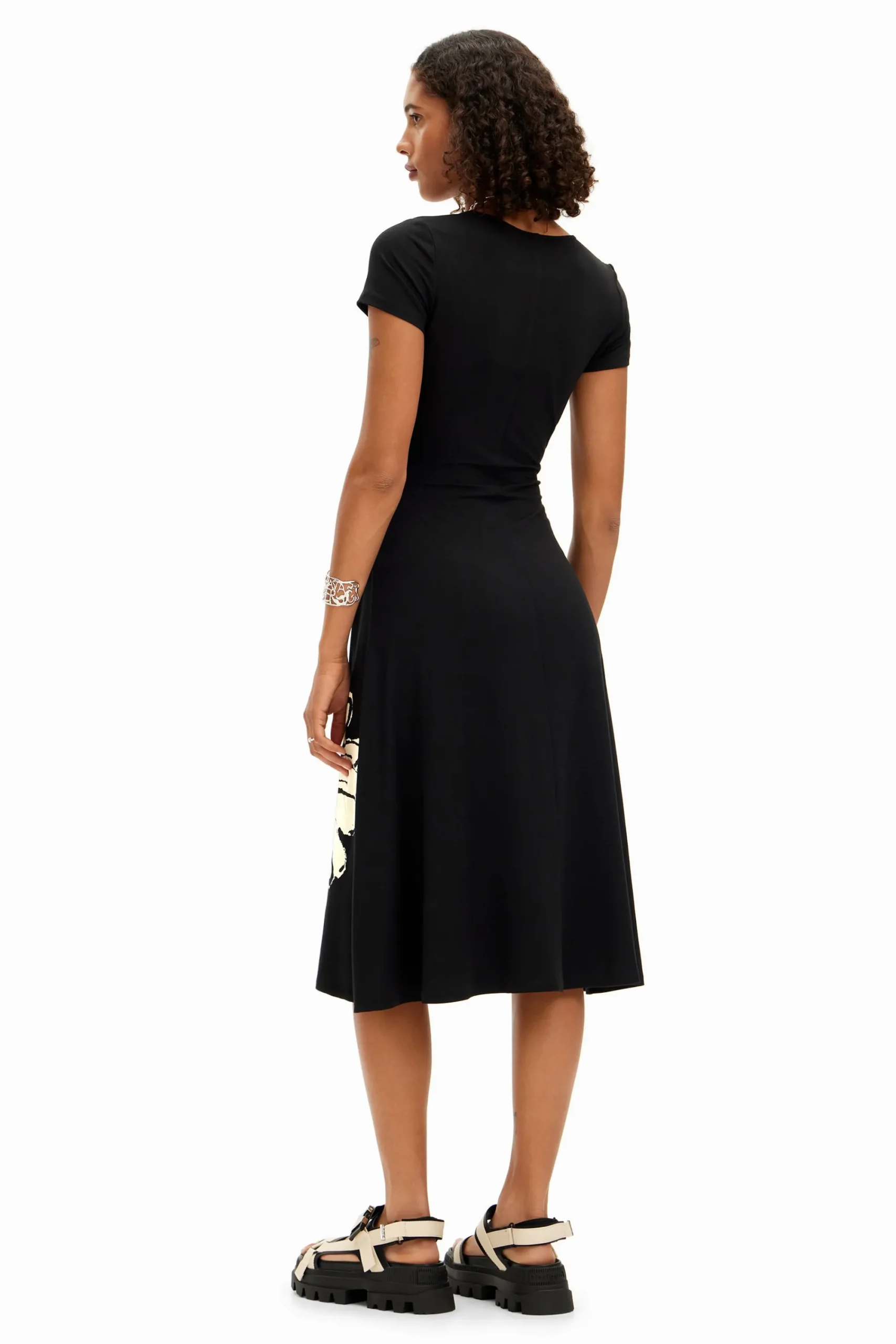 Vestidos Y Monos-Desigual Vestido midi de manga corta con escote y margaritas