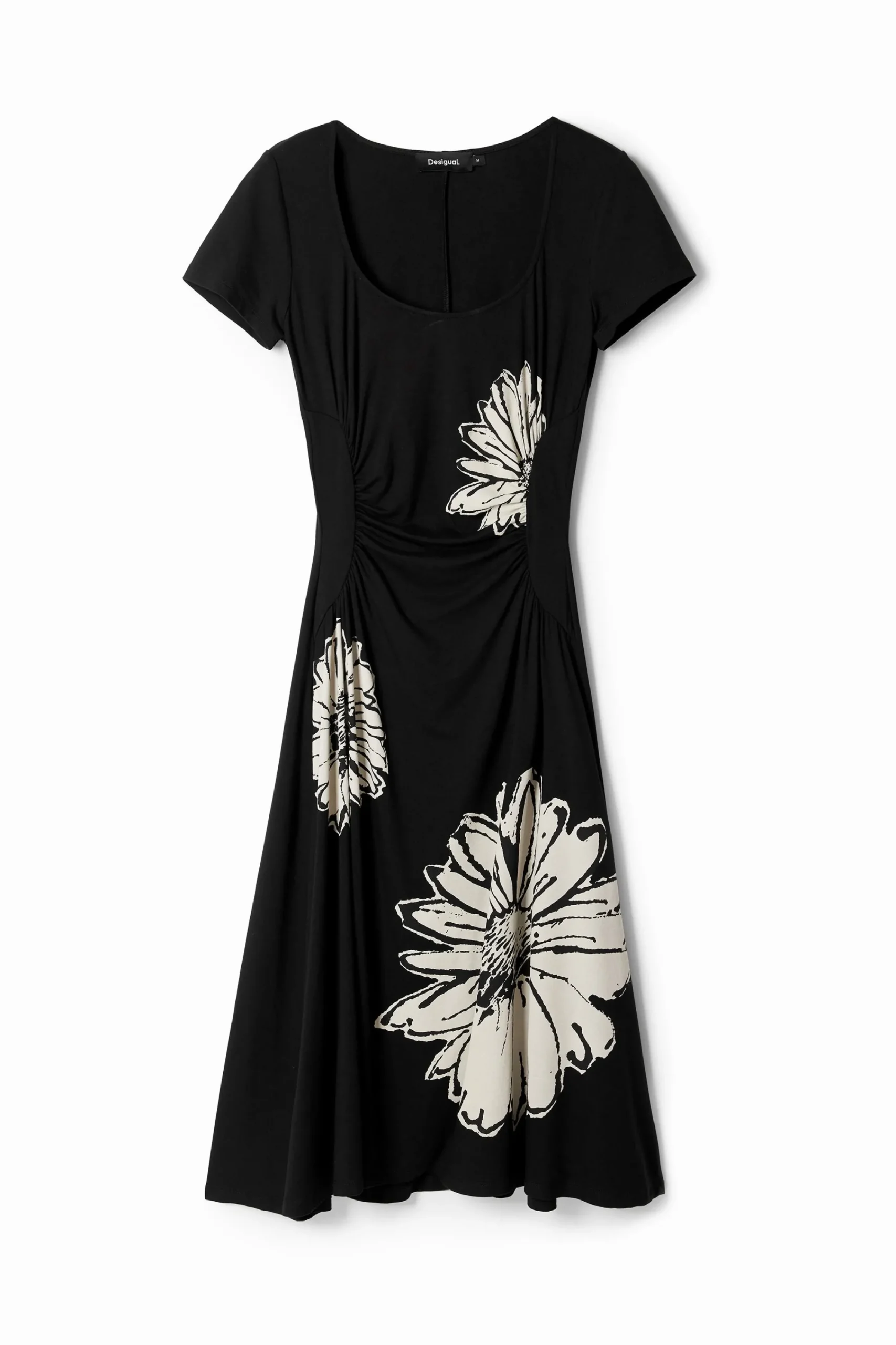 Vestidos Y Monos-Desigual Vestido midi de manga corta con escote y margaritas