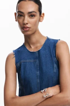 Vestidos Y Monos-Desigual Vestido midi denim
