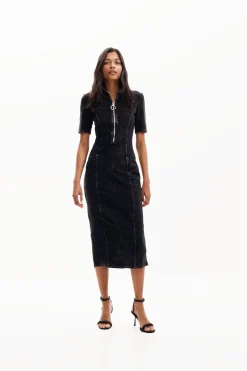 Vestidos Y Monos-Desigual Vestido midi denim