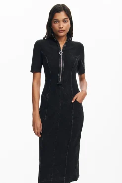 Vestidos Y Monos-Desigual Vestido midi denim