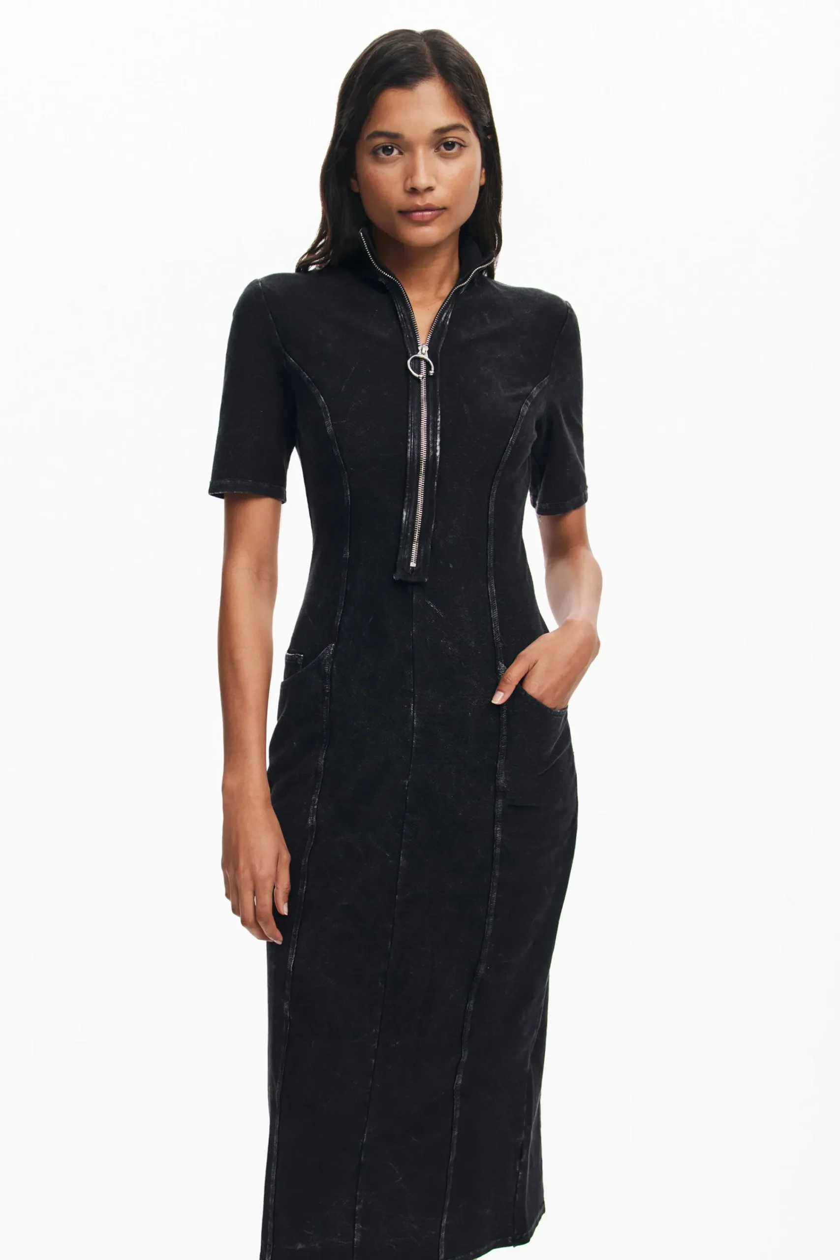 Vestidos Y Monos-Desigual Vestido midi denim