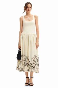 Vestidos Y Monos-Desigual Vestido midi evasé flores