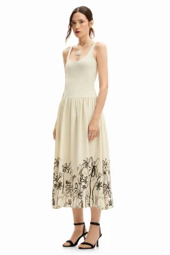 Vestidos Y Monos-Desigual Vestido midi evasé flores