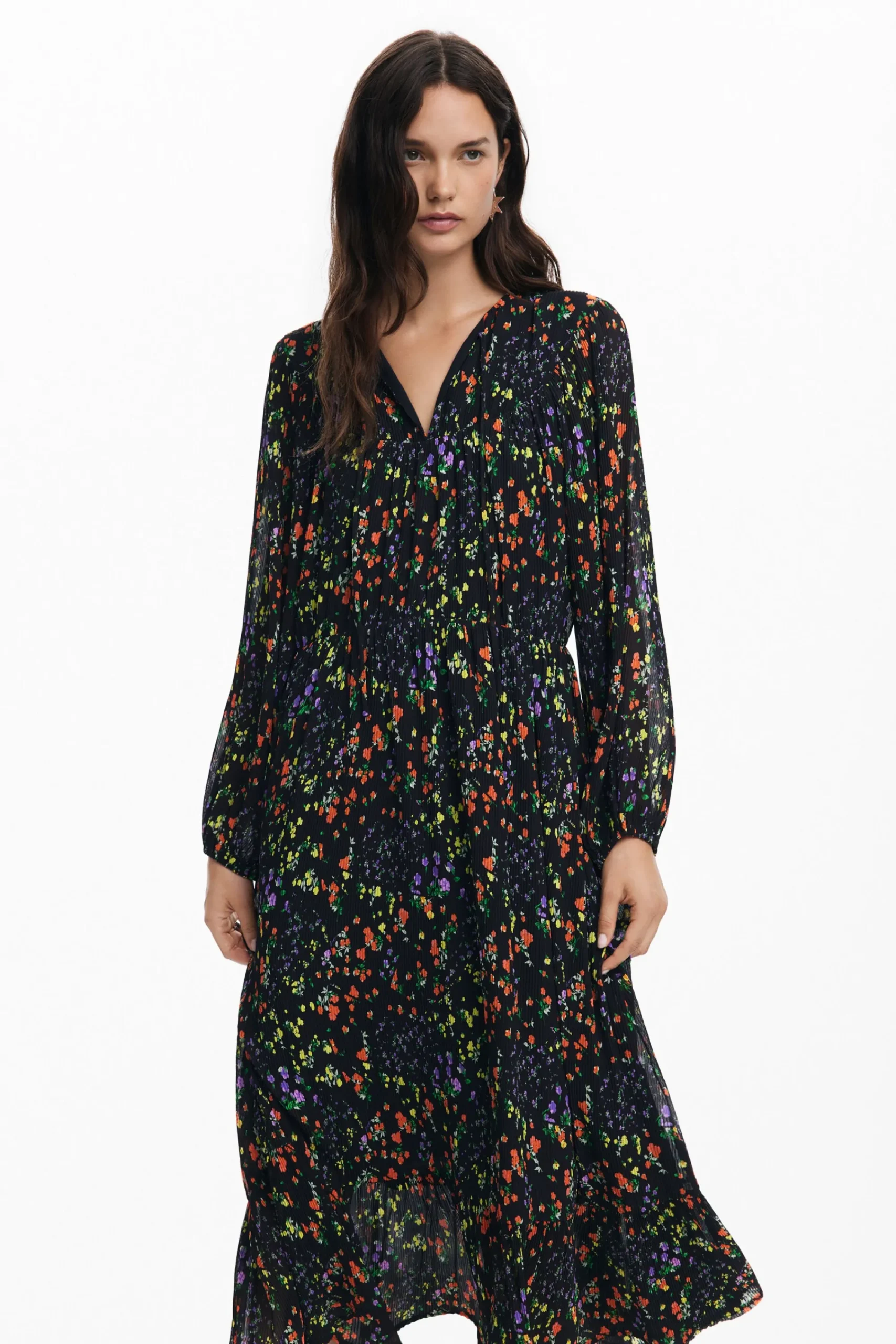 Vestidos Y Monos-Desigual Vestido midi flores