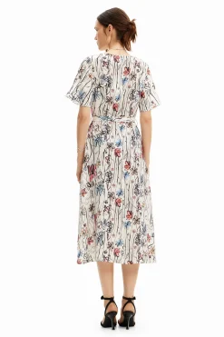 Vestidos Y Monos-Desigual Vestido midi flores
