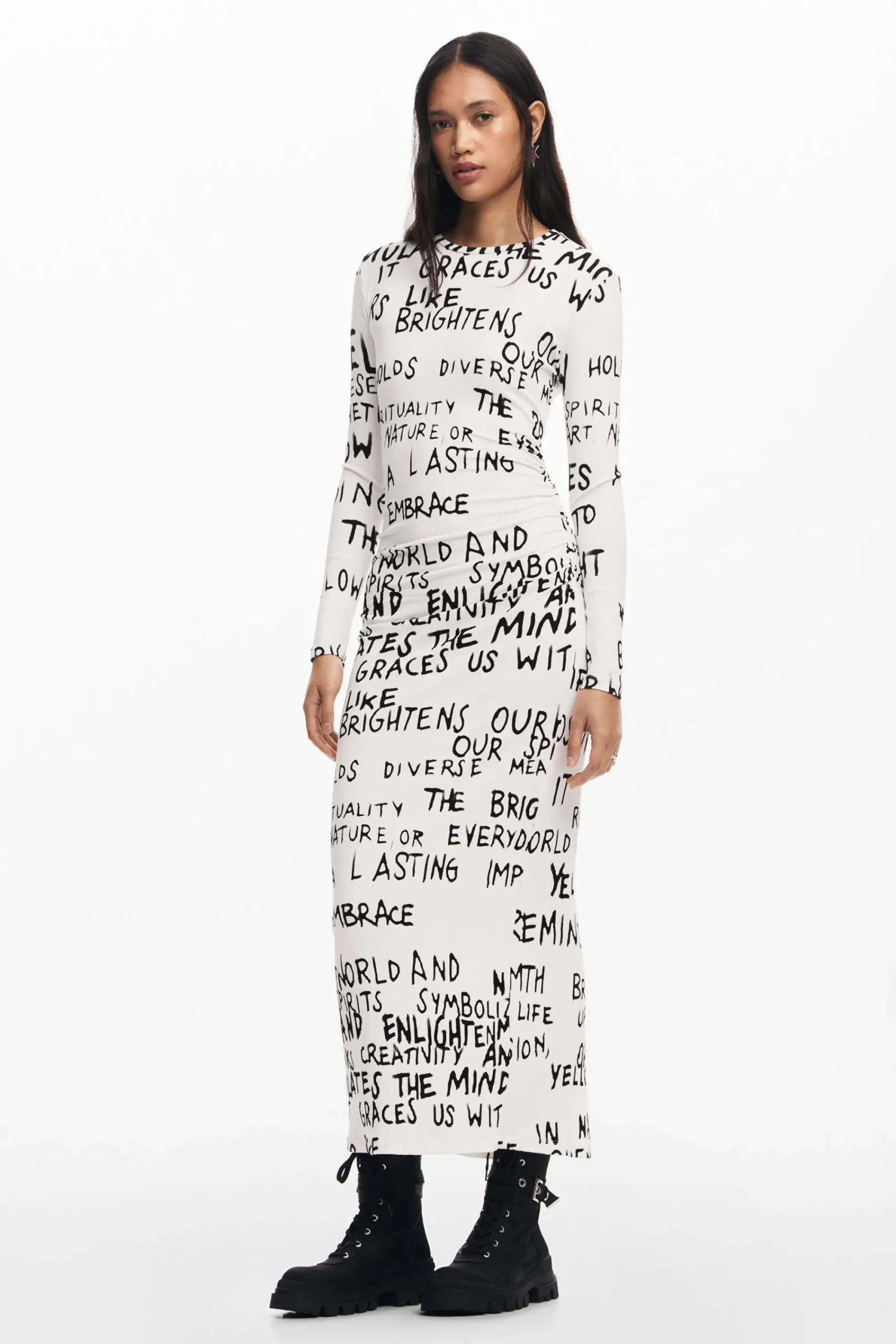 Ropa De Punto|Vestidos Y Monos-Desigual Vestido midi frase