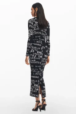 Ropa De Punto|Vestidos Y Monos-Desigual Vestido midi frases