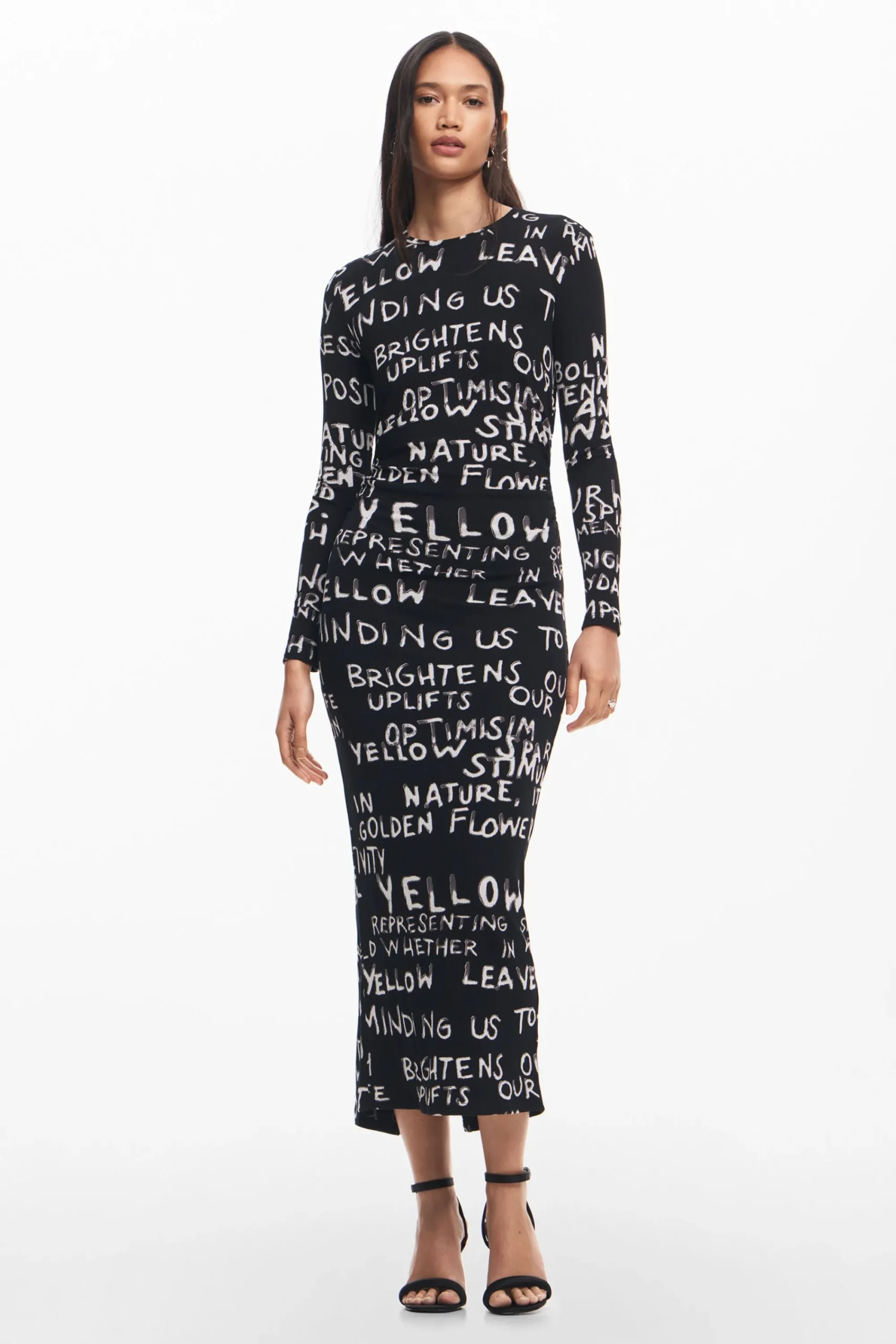 Ropa De Punto|Vestidos Y Monos-Desigual Vestido midi frases