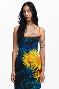 Vestidos Y Monos-Desigual Vestido midi girasoles