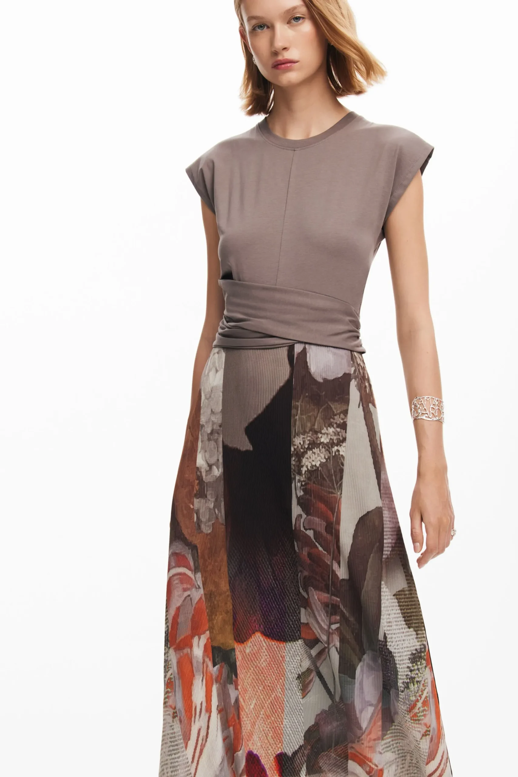Vestidos Y Monos-Desigual Vestido midi híbrido flores