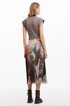 Vestidos Y Monos-Desigual Vestido midi híbrido flores