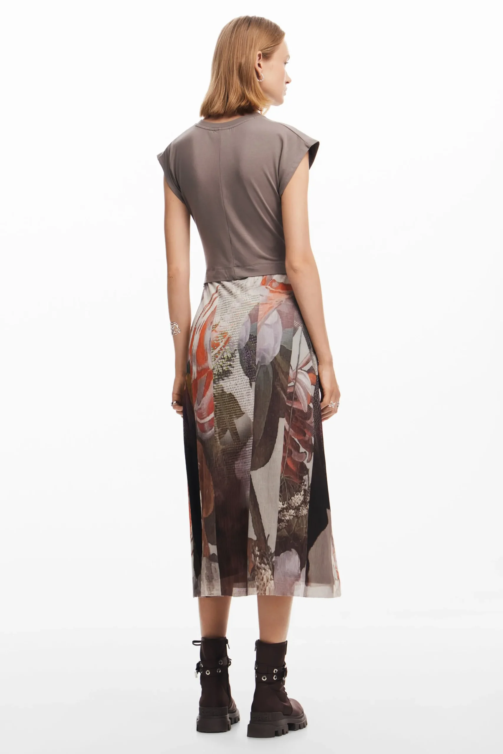 Vestidos Y Monos-Desigual Vestido midi híbrido flores