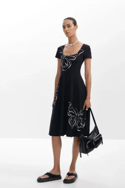 Vestidos Y Monos-Desigual Vestido midi mariposas