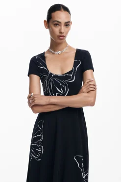 Vestidos Y Monos-Desigual Vestido midi mariposas