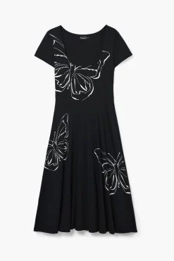Vestidos Y Monos-Desigual Vestido midi mariposas