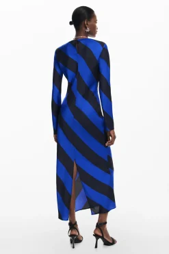 Vestidos Y Monos-Desigual Vestido midi rayas