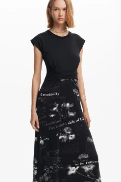 Vestidos Y Monos-Desigual Vestido midi textos