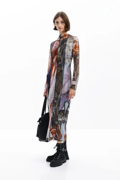 Vestidos Y Monos-Desigual Vestido midi tul estampado