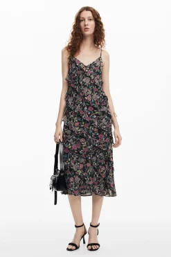 Vestidos Y Monos-Desigual Vestido midi volantes