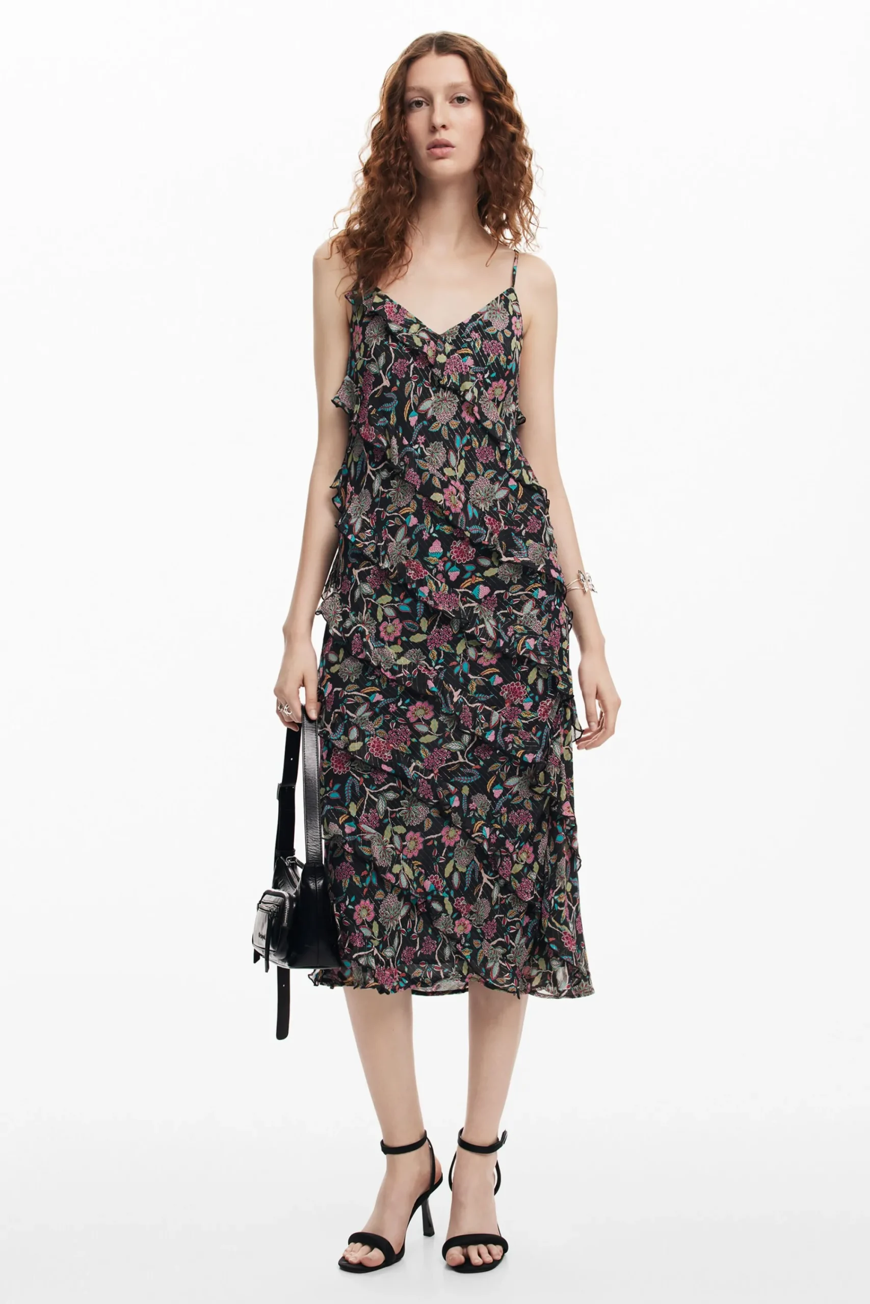 Vestidos Y Monos-Desigual Vestido midi volantes