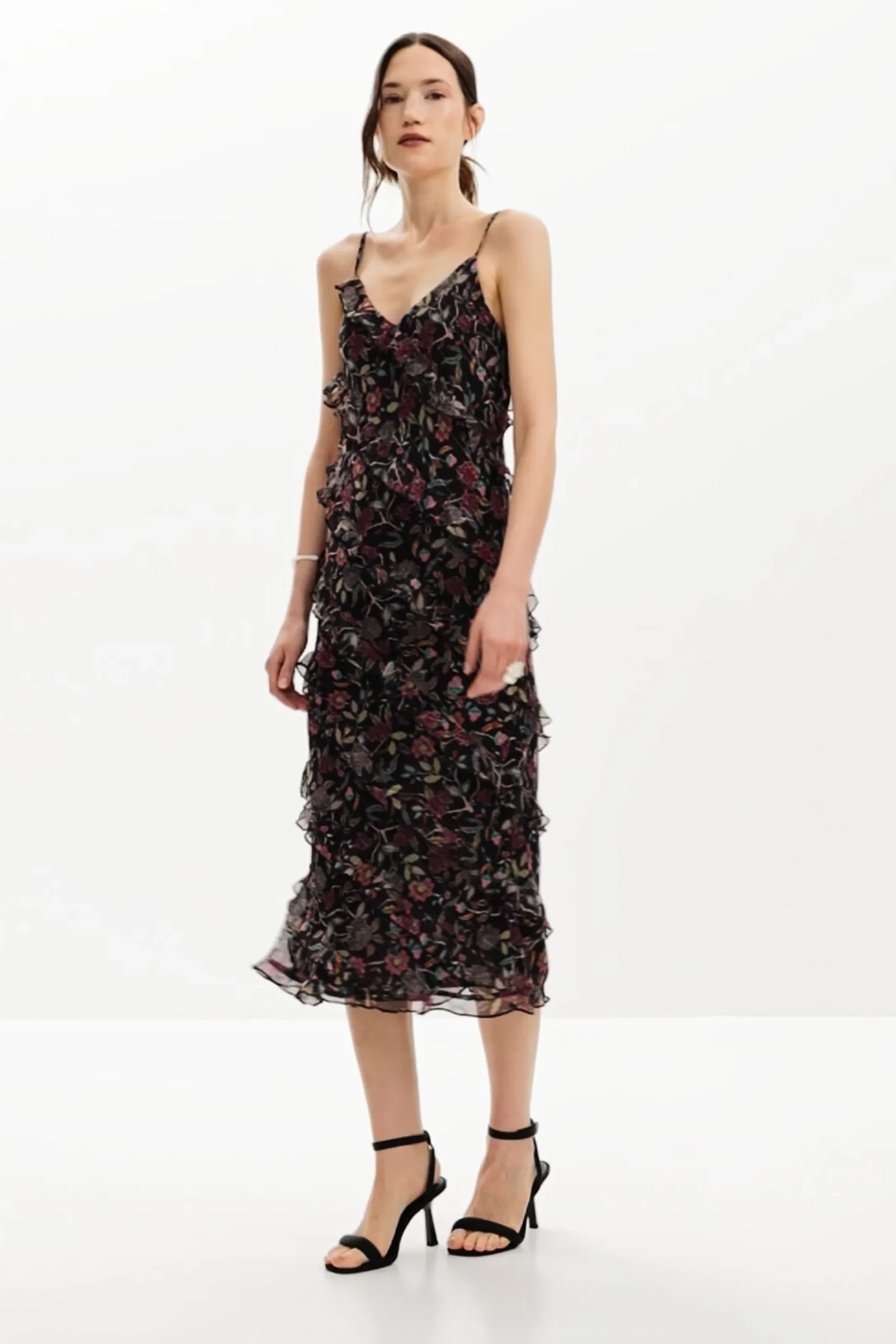 Vestidos Y Monos-Desigual Vestido midi volantes