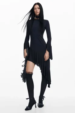 Vestidos Y Monos-Desigual Vestido negro asimétrico María Escoté