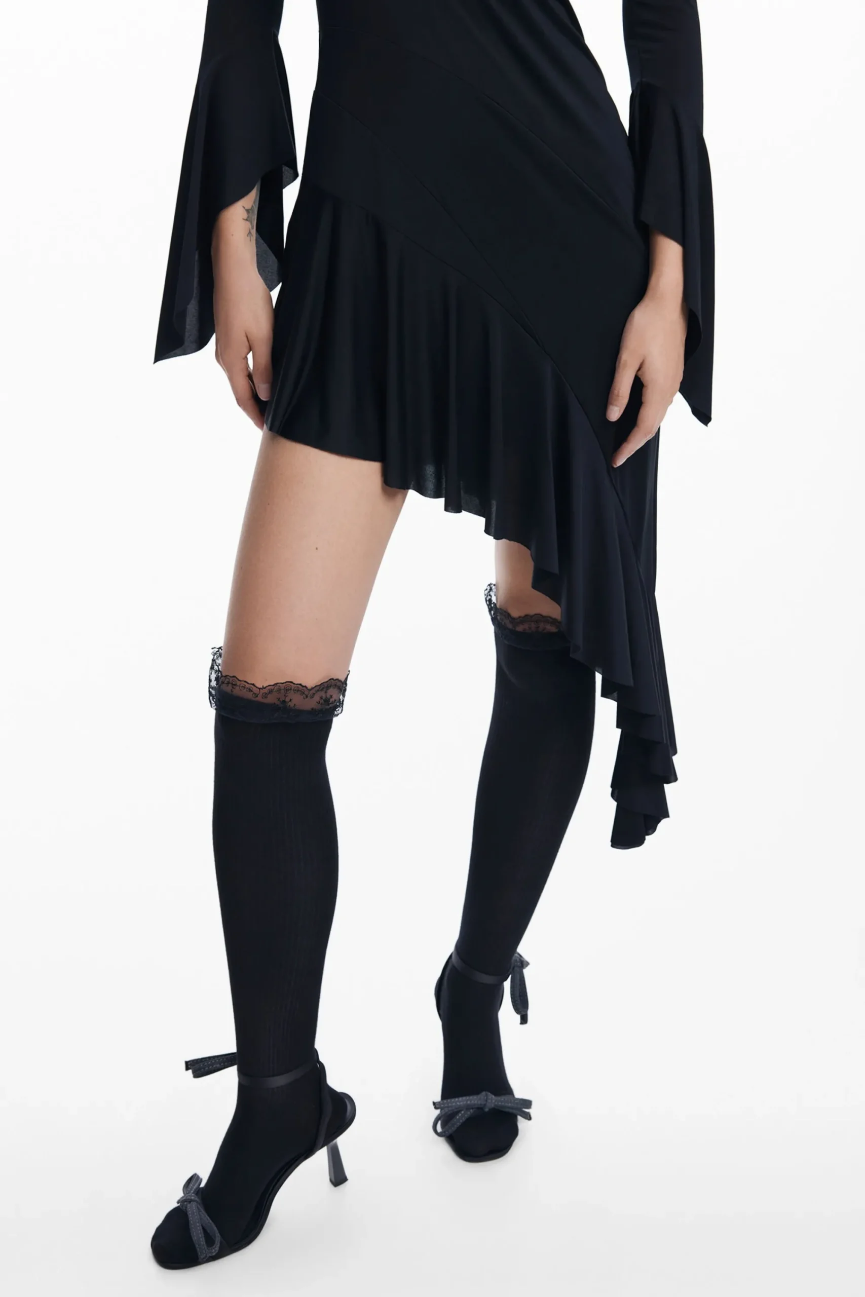 Vestidos Y Monos-Desigual Vestido negro asimétrico María Escoté
