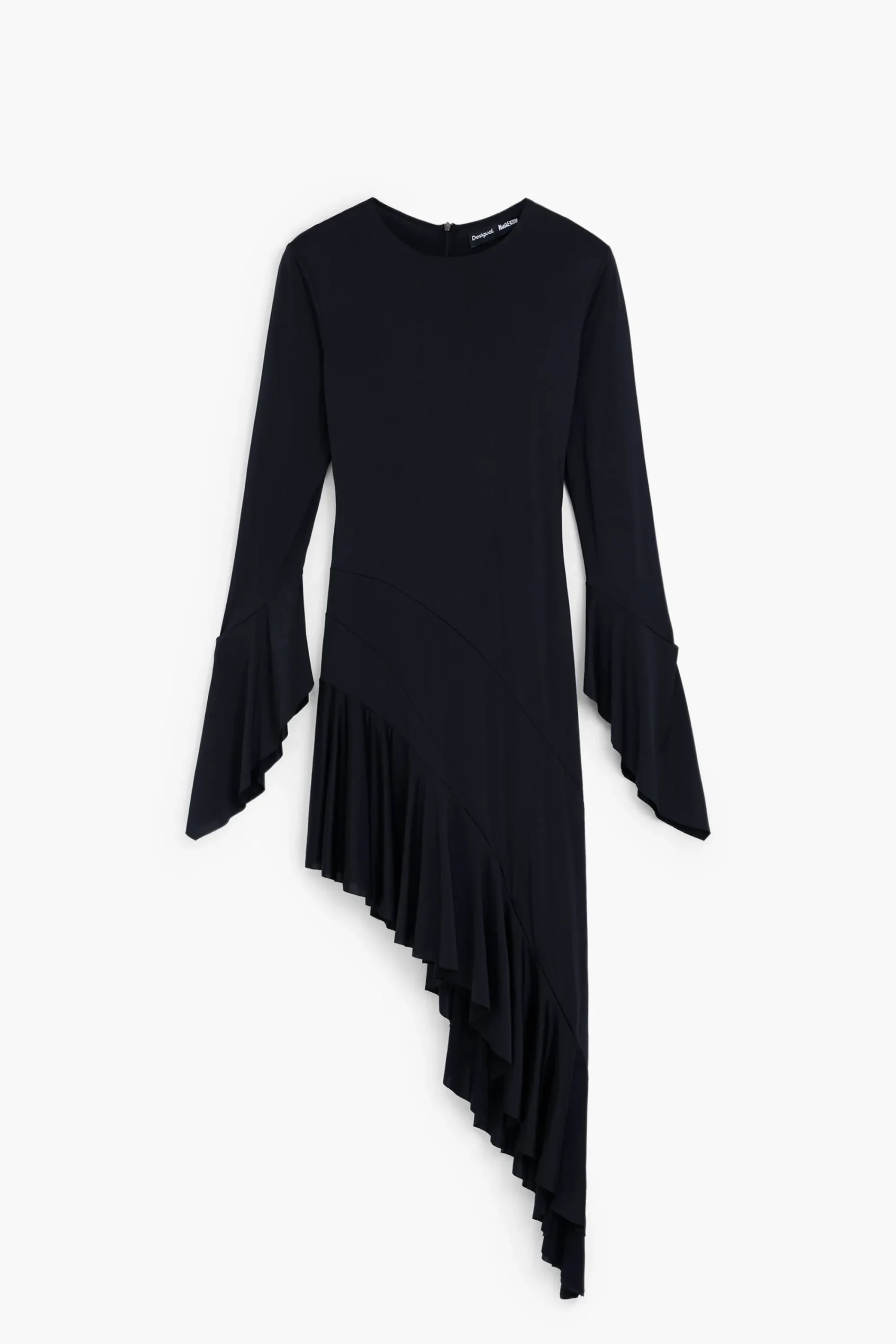 Vestidos Y Monos-Desigual Vestido negro asimétrico María Escoté
