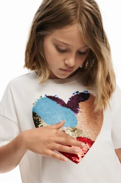 Camisetas Y Camisas-Desigual Vestido rayas corazón