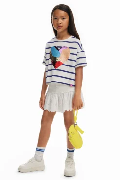 Camisetas Y Camisas-Desigual Vestido rayas corazón