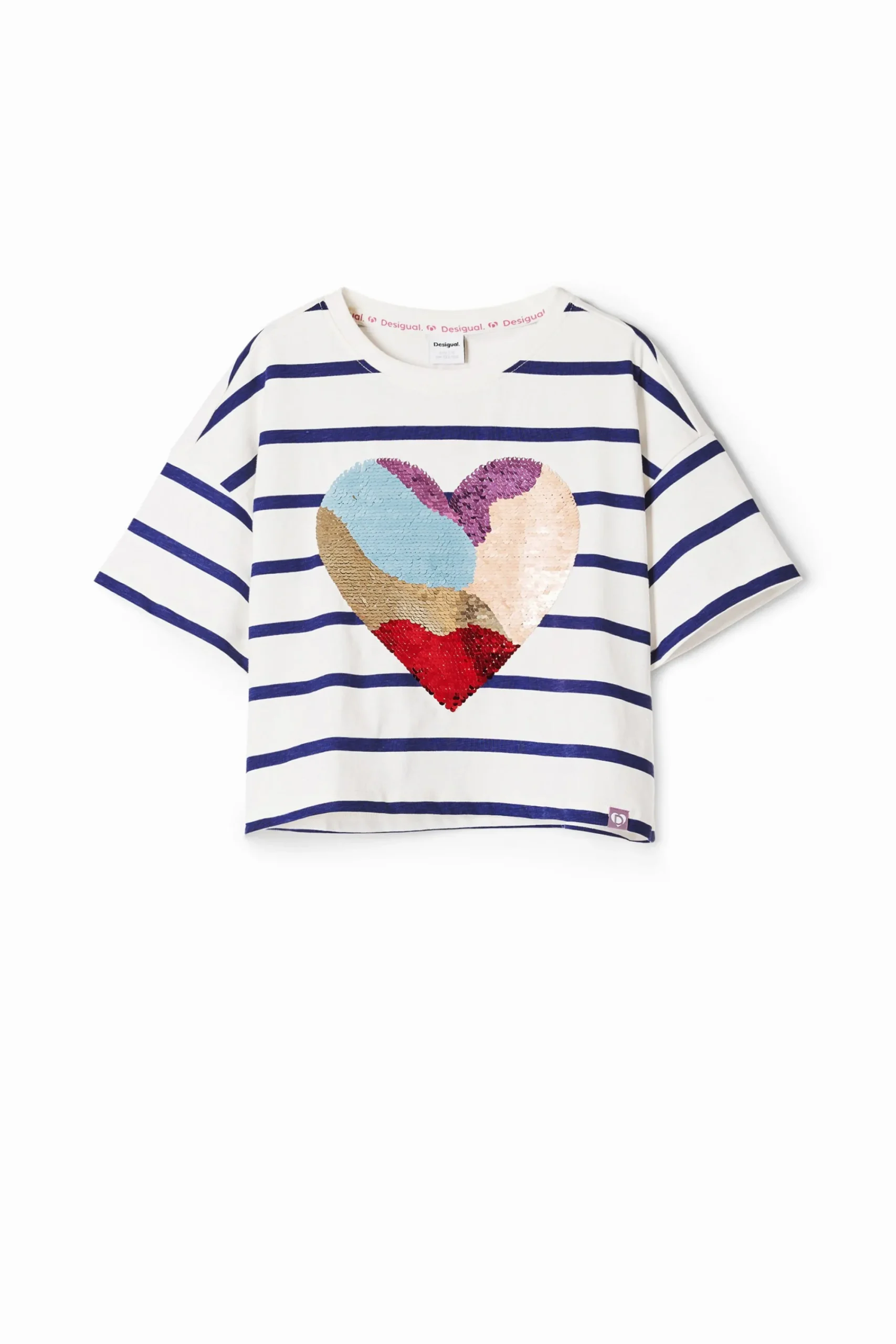 Camisetas Y Camisas-Desigual Vestido rayas corazón